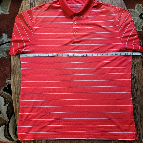 Nike Golf Dri-Fit Red Striped Short Sleeve Polo ¼ Button Shirt Size Men's Large - Picture 4 of 9